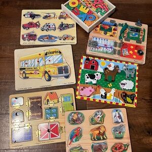 Bundle of Melissa & Doug Latches & Lock Board Wood Activity Puzzles & Magnets